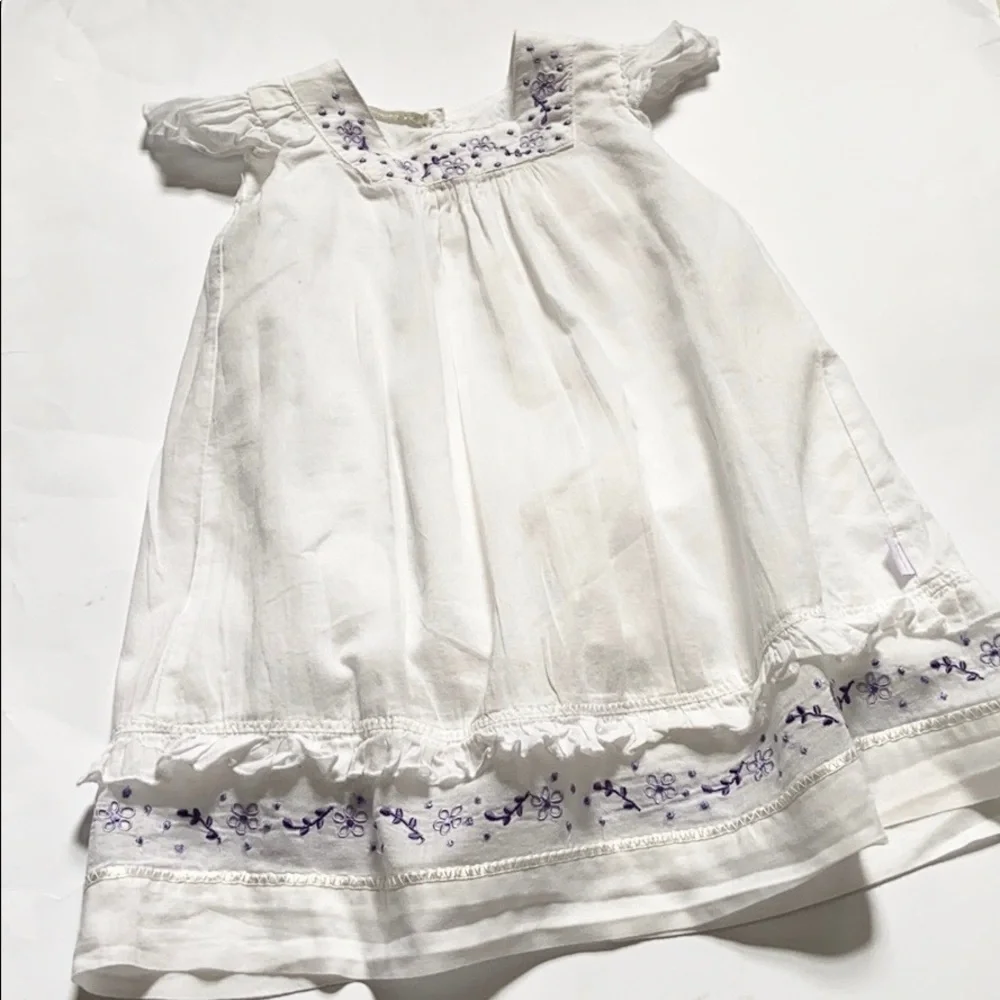 Minimimo White Ruffle Embroidered Cotton Summer Toddler Dress